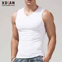 Tiếp tục của nam giới rộng vai vest Slim V-Cổ bông thanh niên thể dục thể thao tight-fitting không tay T-Shirt triều mùa hè thương hiệu khoác vest nam