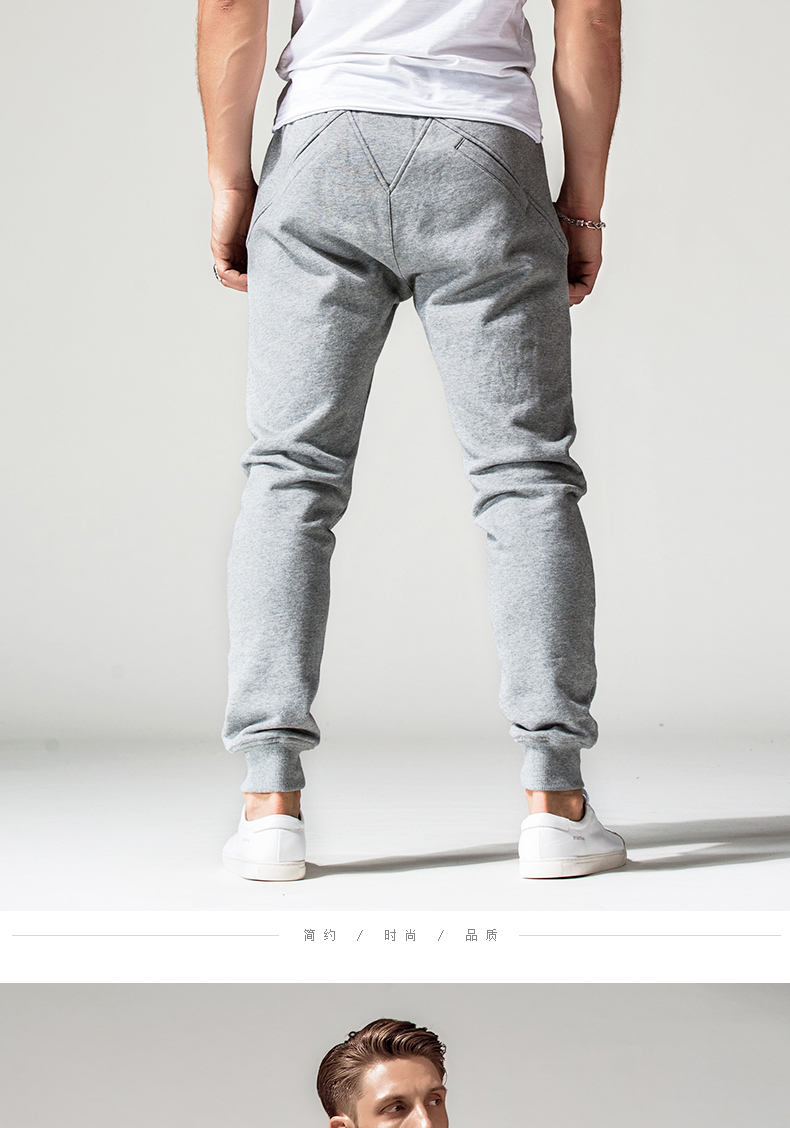 Tiếp tục quần Harlan Wei nam dày sát chân chân quần cotton Slim quần thể thao giản dị quần mùa thu đông quần âu
