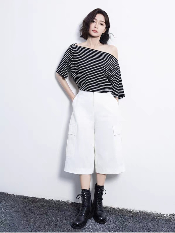 Qin Lan's Same Style Magic Shorts 2026 Summer New Cotton Slightly Stretchy Low-Waist Casual Cropped Pants Mbf2Sott03