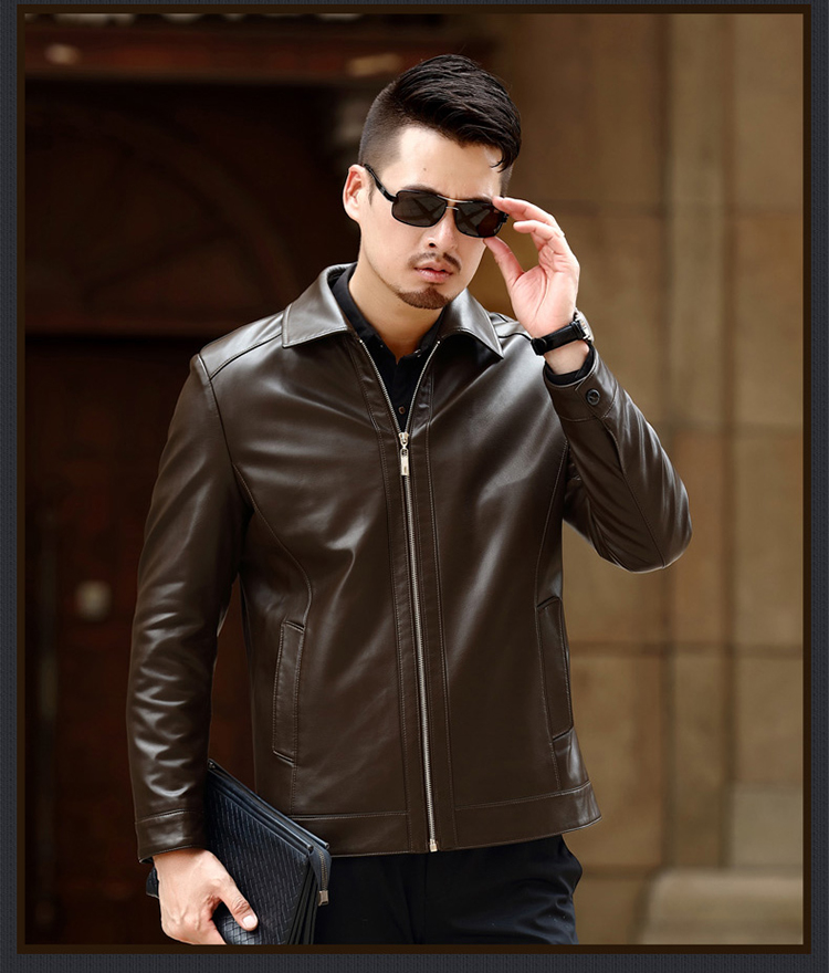 2018 mùa thu và mùa đông nam Hained leather leather kinh doanh da cừu giản dị áo khoác gió nam cao cấp