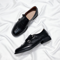 Moriyu Sea Alley 2022 new genuine leather Inlan wind coarse heel Han version 100 Lapped Small Leather Leather Leather Leather Leather Leather leather Leather Shoes with Flowers Single Shoes