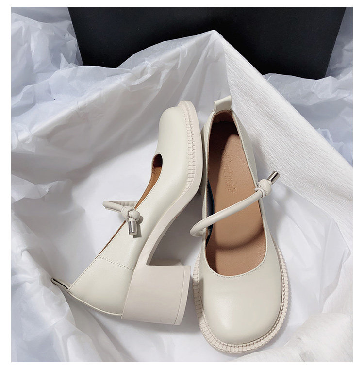 Туфли Мэри Джейн 森屿海巷 2023新款真皮高跟玛丽珍鞋文艺复古日系jk圆头休闲单鞋