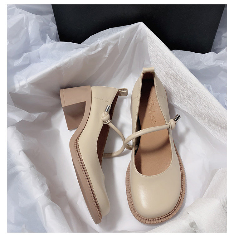 Туфли Мэри Джейн 森屿海巷 2023新款真皮高跟玛丽珍鞋文艺复古日系jk圆头休闲单鞋