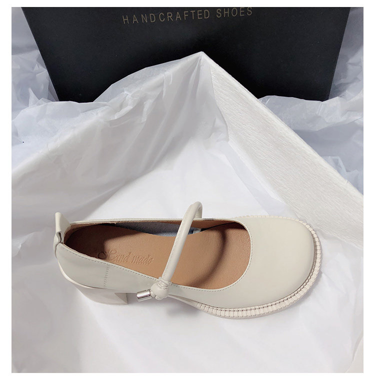 Туфли Мэри Джейн 森屿海巷 2023新款真皮高跟玛丽珍鞋文艺复古日系jk圆头休闲单鞋