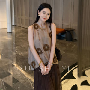 Xu Shiyi【Muzhi Nanxia】New Chinese-Style Heavy Embroidery with Beading, Sleeveless Vest for Women, National Style, Retro, Loose Fit