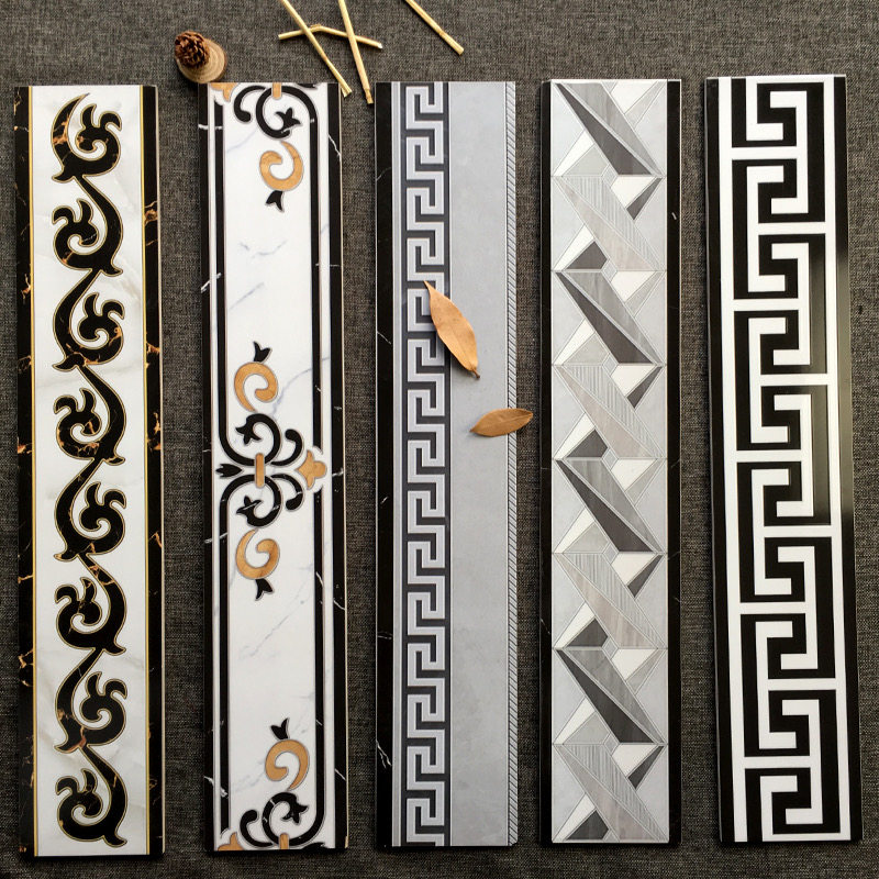 Gold-plated microcrystalline stone wave line waist line skirting board skirting line wave line 800x150 floor tile tile walk sideline