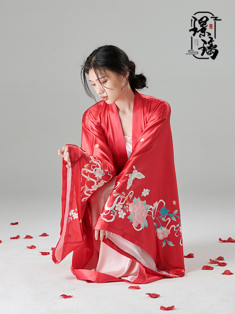 Glazed Original Spring Floury] National Wind Wedding Bridal Bridal Bridesmaid Gowns Spring Summer New Chinese Bathrobe Pajamas Hanfu