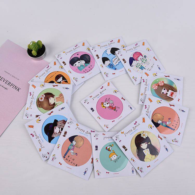 E-commerce small gifts hair rhyme cartoon mini portable mirror tinplate small round mirror portable cute makeup mirror
