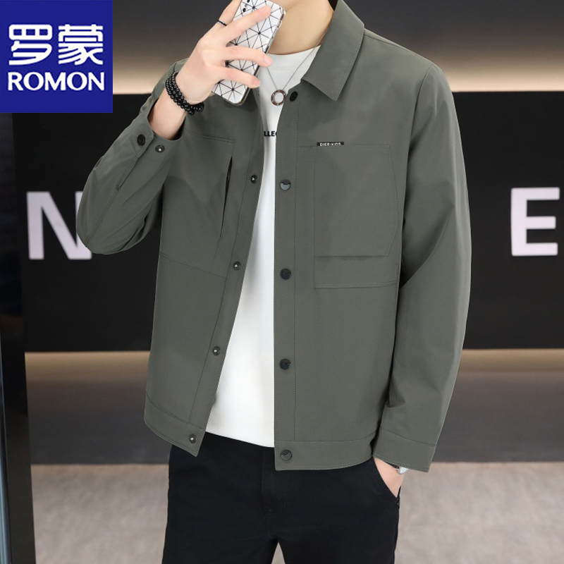 Romon Spring and Autumn New Men's Jacket Simple Casual Outerwear Men's Workwear Jacket Thin Sportswear Coat