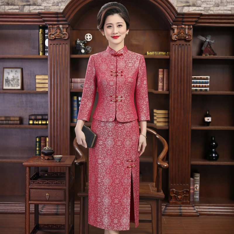 High-End Formal Dress Wedding Banquet Set, Can Be Worn Casually, Suitable for Young Mothers, New Chinese-Style Top and Skirt Two-Piece Set, Toast Dress