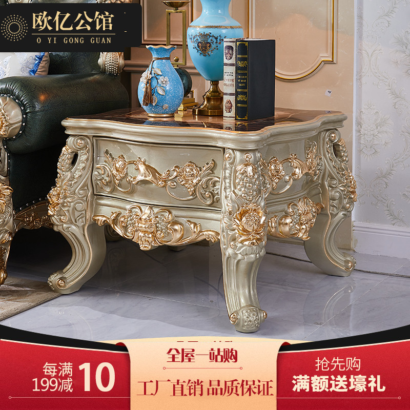 Eurostyle full solid wood square tea table upscale villa aristocratic sculptures Fancy Sofa Corner A Few Balcony Casual Squares Negotiate A Few