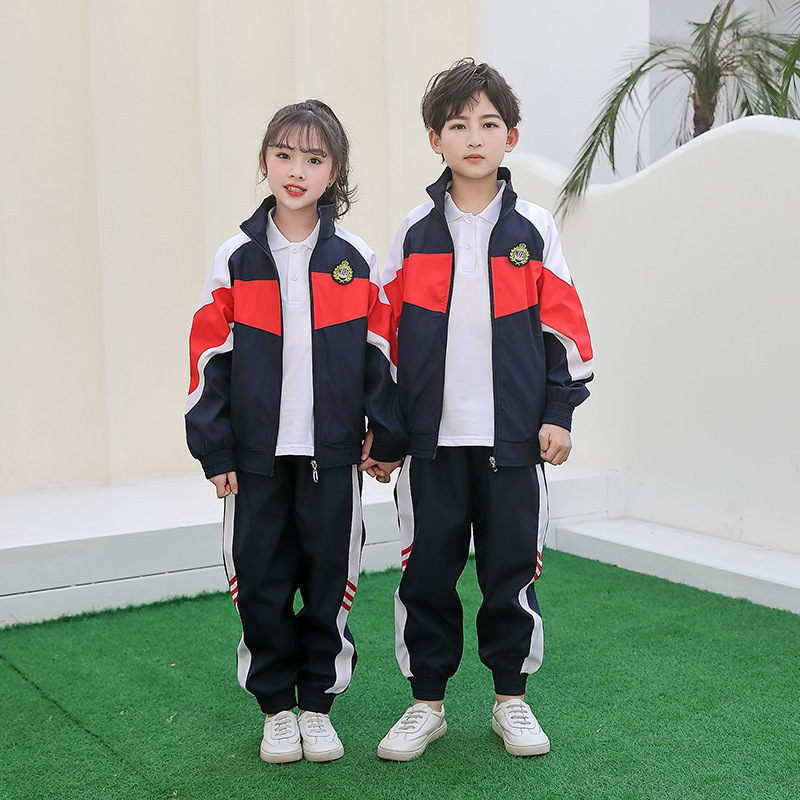Spring School Uniforms, Kindergarten Uniforms, Elementary School Uniforms, Boys and Girls Windproof Jackets, Lapel Long-Sleeved Sports Suits Spring School Uniforms, Kindergarten Uniforms, Elementary School Uniforms, Boys and Girls Windproof Jackets, Lapel Long-Sleeved Sports Suits