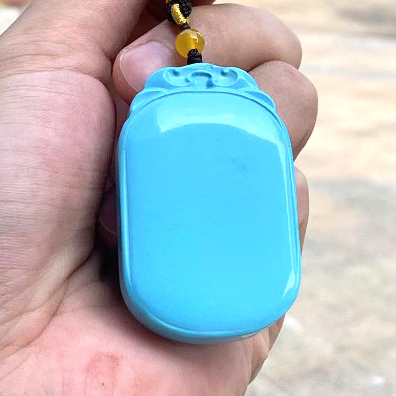 Boutique high-ceramic turquoise pendant Ping safety card crash natural blue square hanging piece plays the spot of Florida