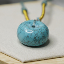 Natural turquoise bagel necklace female collar chain new simple pendant aquatic grass pattern mesh flower safety buckle pendant