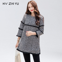 Womens royal maternity dress spring and autumn 2021 new long sleeve loose Net Red large size coat maternity autumn and winter
