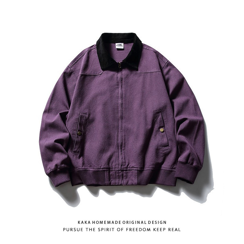 American-Style Trendy Detroit Workwear Jacket for Men, Autumn and Winter Outdoor Casual Lapel Jacket, Artistic Youth Student Top