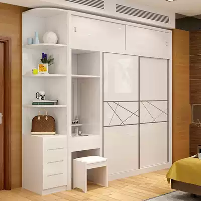 Simple paint sliding door wardrobe sliding door storage and storage combination Bedroom overall paint cabinet economical assembly