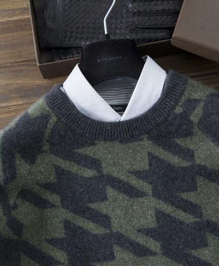 Mùa đông mới 100% áo len cashmere nguyên chất nam cổ tròn dày houndstooth len đan đáy áo len - Áo len Cashmere áo phao nam hàng hiệu
