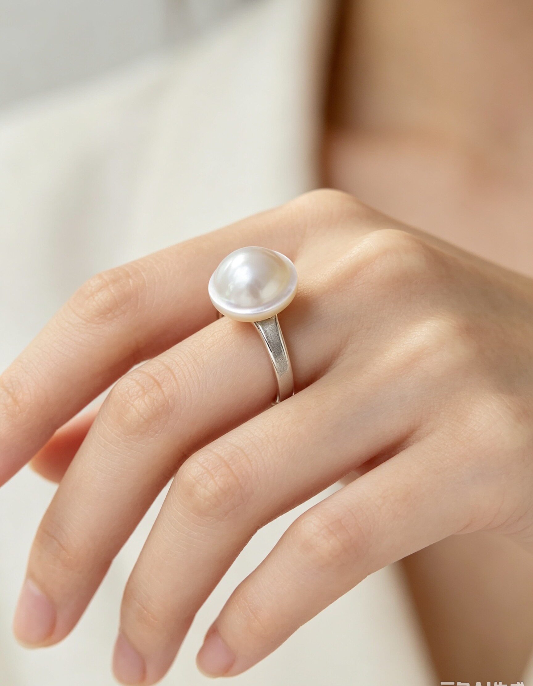 White Australian Seawater Poached Egg Poached Egg Small Boutique Sterling Silver Open Ring, The Full Egg Heart Is Unique and Will Not Conflict With Your Clothes