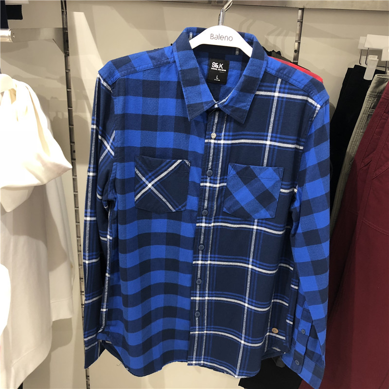Authentic Benny Road 2918 mùa thu và mùa đông áo sơ mi kẻ sọc mới hình học SK trai sơ mi giản dị 28834516 áo sơ mi hàng hiệu