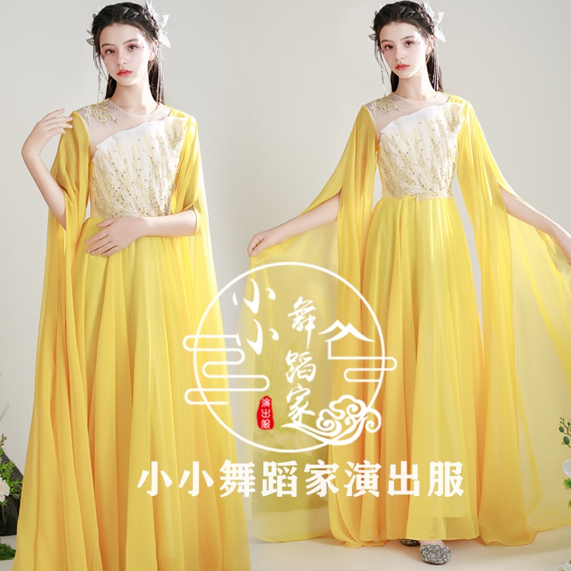 New Guzheng Performance Dress, High-End Niche Choir Performance Costume, Ethnic Vocal Solo Performance Dress, Long Dress for Art Exams
