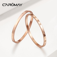 CAROMAY Roman Holiday 2-piece bracelet set for women, rose gold, simple, light luxury, niche, high-end bestie and sister bracelets