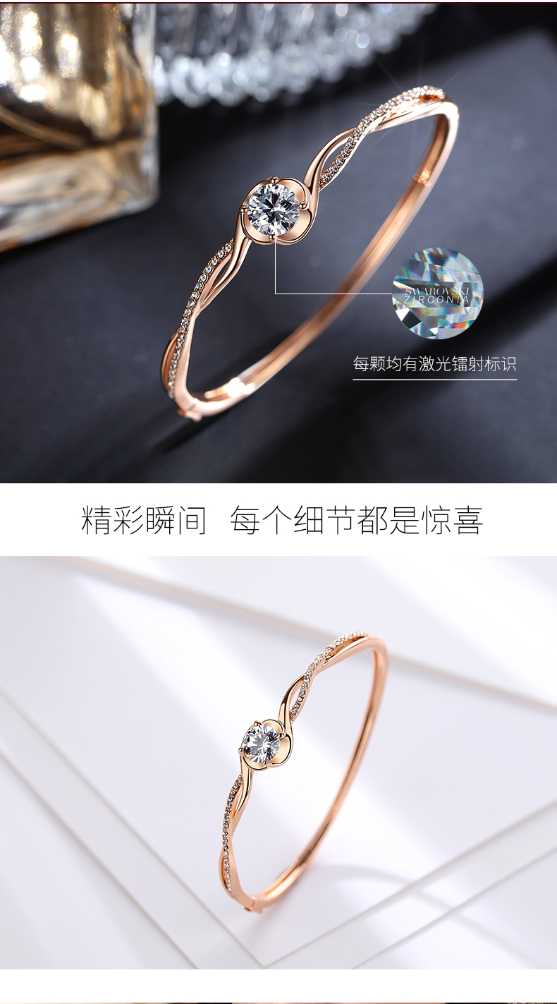 Vòng tay nữ phiên bản Hàn Quốc cá tính Sen đôi vòng tay Quà tặng sinh nhật đơn giản cho bạn gái để thiết lập Swarovski zirconium - Vòng đeo tay Cuff vòng gỗ trầm hương