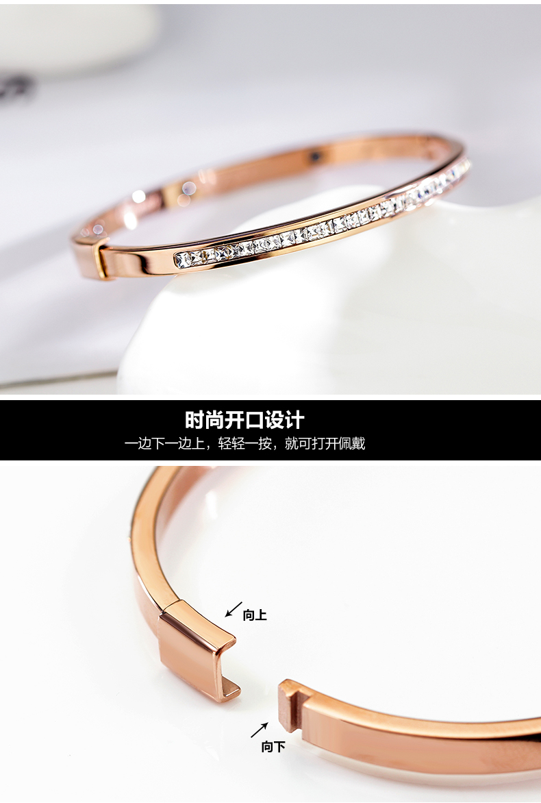 Trang sức Caroline Hàn Quốc mạ vàng hồng 18K bằng thép titan sang trọng vòng đeo tay nữ đơn giản 520 đôi vòng đeo tay - Vòng đeo tay Cuff vòng tay phong thủy