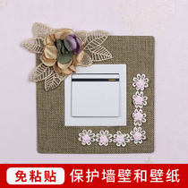 Switch set free-stick European socket Decorative switch wall sticker Household fabric wedding wedding room Nordic style double open