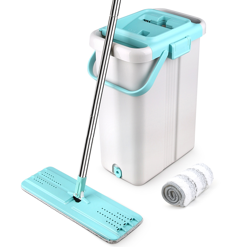Meliya One-Swipe Clean Hands-Free Flat Mop with Mop Bucket for Home Use, Large Size, Second-Generation Squeeze Water Mop