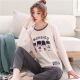 Bộ đồ ngủ nữ mùa xuân và mùa thu cotton dài tay mỏng phiên bản Hàn Quốc của bộ đồ hai mảnh XL mùa đông lỏng lẻo có thể mặc