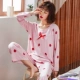 Nam cực pyjama nữ mùa xuân, mùa thu và mùa đông cotton dài tay giản dị có thể đi ra ngoài để mặc bộ đồ mặc nhà cotton mùa hè - Cha mẹ và con