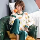 Nam cực pyjama nữ mùa xuân, mùa thu và mùa đông cotton dài tay giản dị có thể đi ra ngoài để mặc bộ đồ mặc nhà cotton mùa hè - Cha mẹ và con