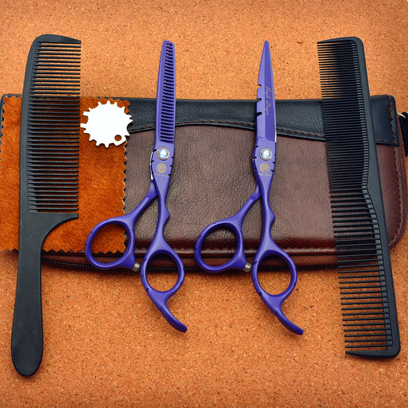 6 inch Zilongzi Japanese black hairdressing scissors haircut scissors flat scissors bangs thin teeth cut hair repair wig