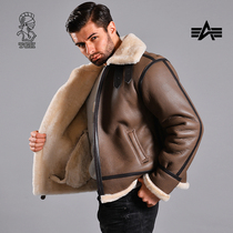 Alpha B3 imported thickened sheep fur one Air Force flight suit locomotive fur jacket leather leather men