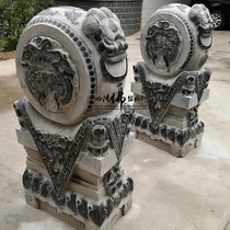 Stone door pier holding drum stone pair of bluestone antique outdoor Chinese courtyard door drum stone drum pier Floor stone ornaments