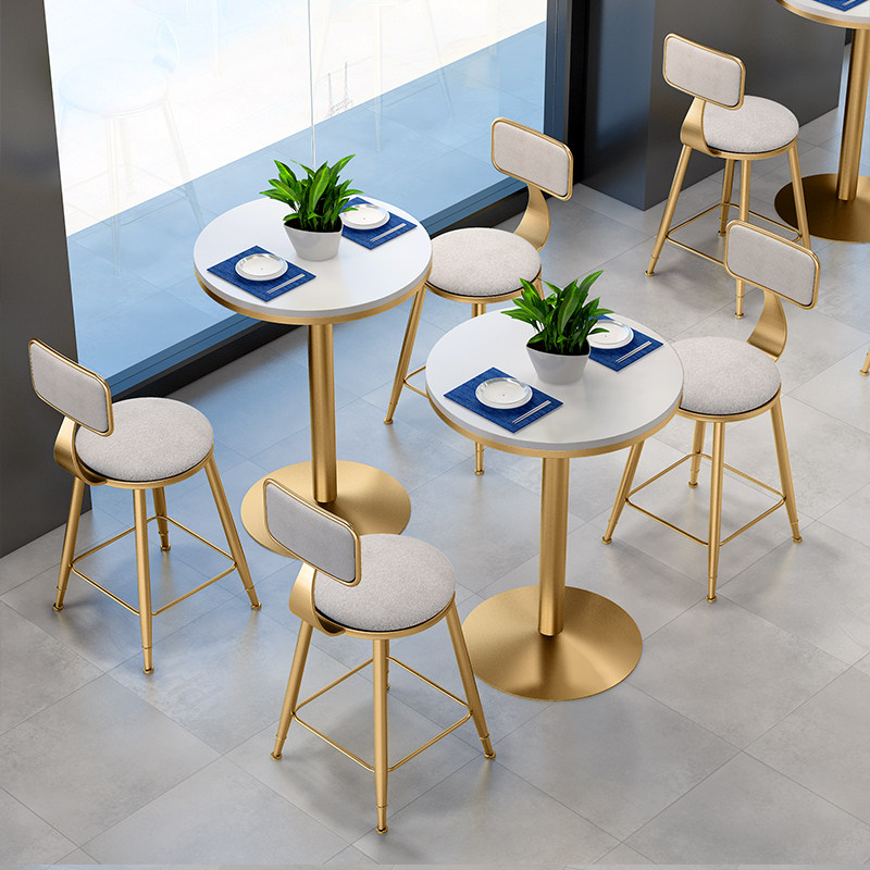 Simple small fresh casual dining bar chair marble net red milk tea shop table and chair combination dessert cafe round table