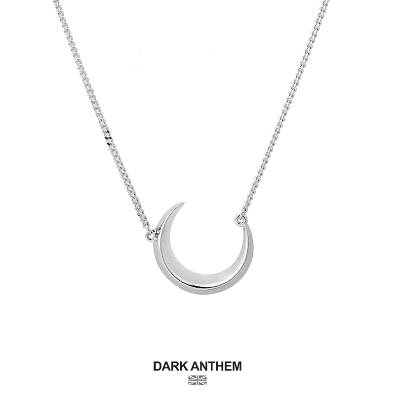 Dark Anthem Crescent Moon Necklace 925 Silver Women's Light Luxury Niche Simple Versatile Clavicle Chain