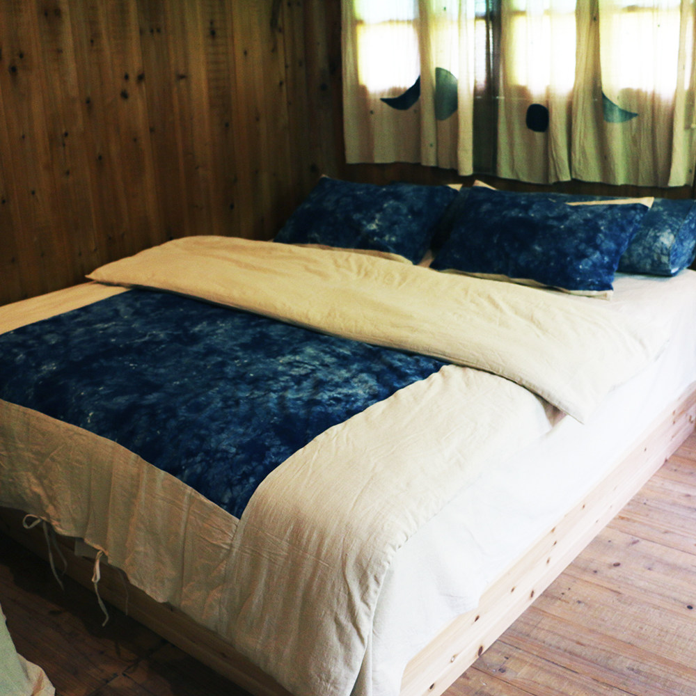 Leaning mountain hand worker pure cotton cloth blue dye with four sets of Chinese bed goods All season universal 506070 rear bed linen sleeve pillowcase