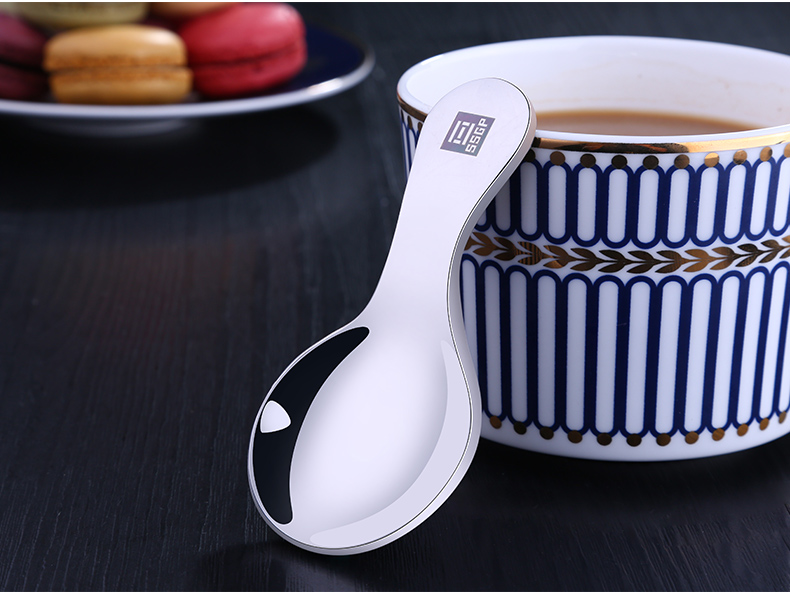 Sáng tạo tay cầm ngắn tròn lớn 304 thép không gỉ trẻ em ăn thìa dày bộ đồ ăn cầm tay muỗng nhỏ muỗng thìa - Đồ ăn tối khay inox đựng thức ăn