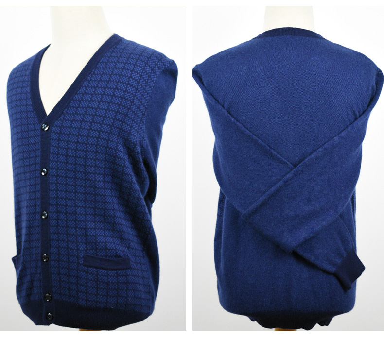 Áo len cashmere trung niên nam cổ chữ V dày cardigan rộng kích thước lớn cha ông mặc áo len cũ mùa đông - Áo len Cashmere bộ nỉ nam