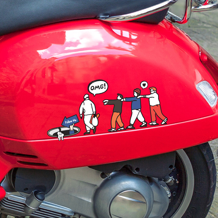 Battery Electric Motorcycle Stickers Fashion Pop Laflower Garnish Body Shell Side cover Damp Personality Tide Collage-Taobao