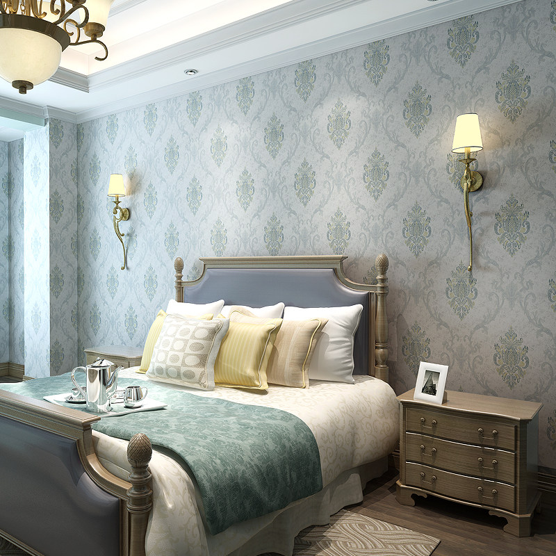 Upscale European-style light extravaganza Embroidered Seamless Wall Cloth Living-room Bedroom Book Room Background Wall Environmental Protection Wall Clog