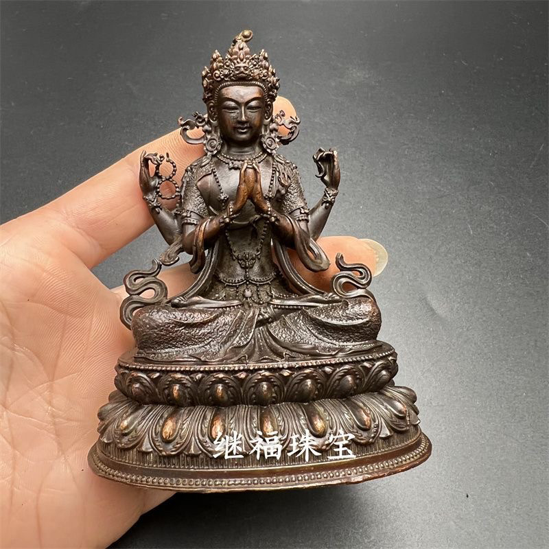 仏像 観音坐像 明仏 中国美術 時代物アンティーク 銅製