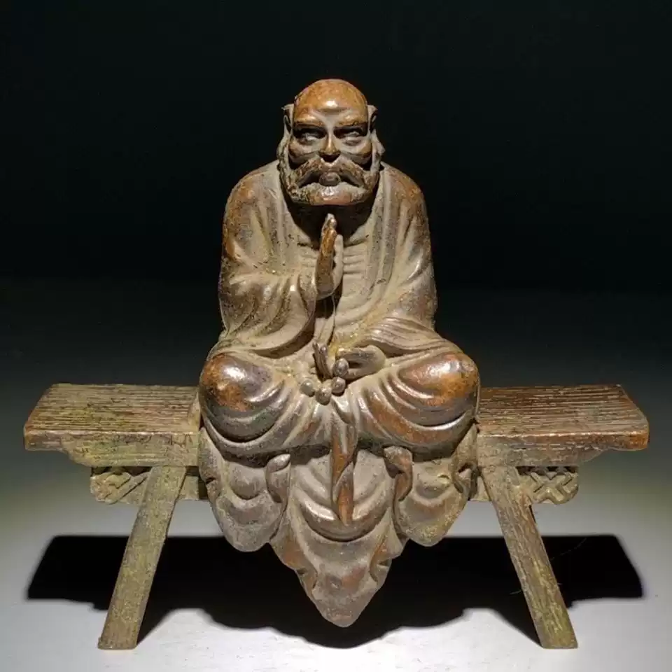 達摩祖師紫銅佛像明清古典陶瓷擺件農村迴流老物件客廳裝飾收藏品
