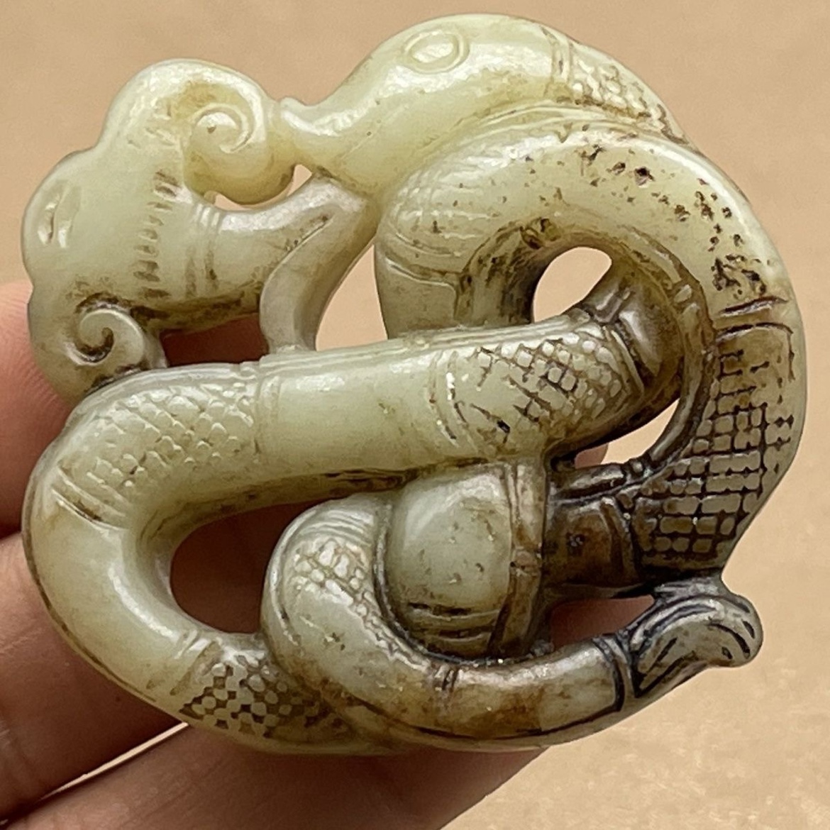 Handai ancient playing jade pendant with jade high ancient jade collection ancient jade collection of ancient jade antique jade pendant with old goods snake card-Taobao