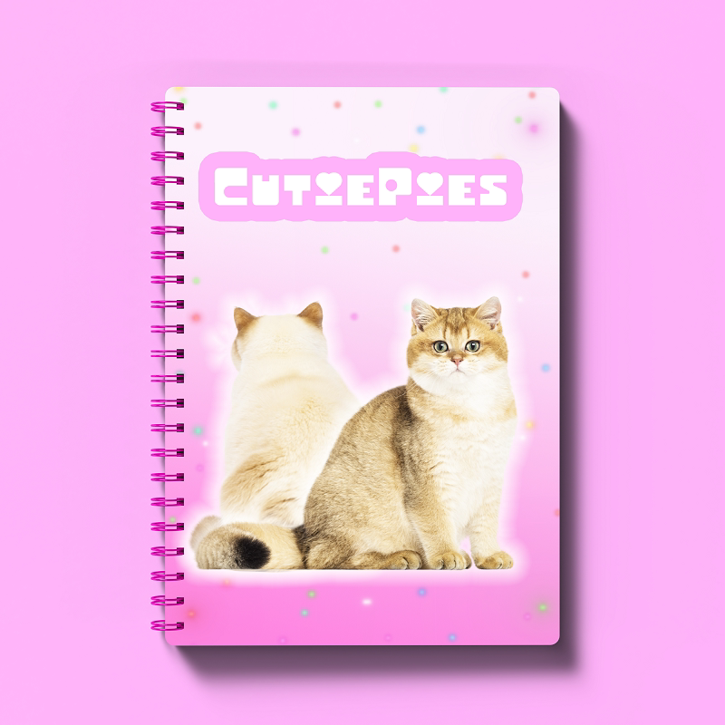 American retro earth cool millennial fantasy y2k steam wave girl heart dog decoration coil notebook stationery