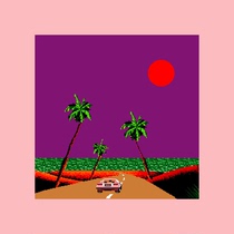 American Steam Wave Sunset Sunset Sports Car Coconut Tree Miami Beach citypop Jazz Music Decoration Poster