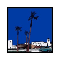 California Los Angeles Steam Wave Pictorial citypop Tropical Street View Blue West Coast Surf Parking Decoration Painting