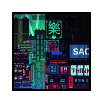 Hong Kong Wind 90 s Hong Kong Cyberpunk bustling urban city neon street view building high-rise decoration painting wall painting